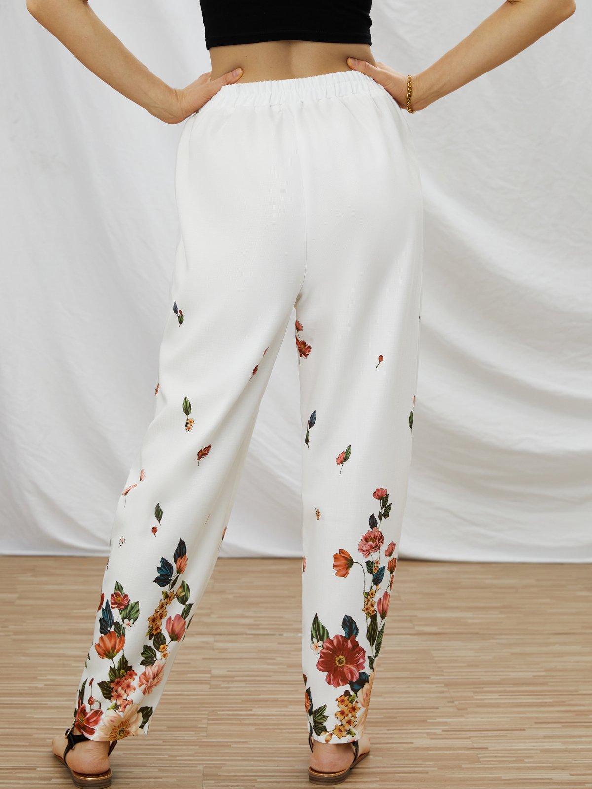 Casual Floral Ombre Loose Pants