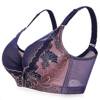 Nooncat Embroidery Adjustable Gather Push Up Soft Breathable Bra