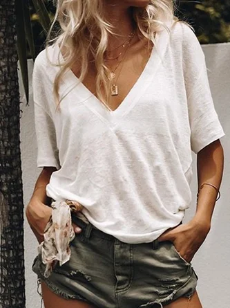 Women V Neck Short Sleeve Top