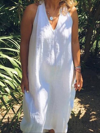V Neck Women Casual Weaving Dress