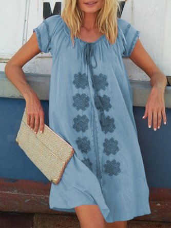 V Neck Women Women Dress Holiday Cotton Paneled Women Dress