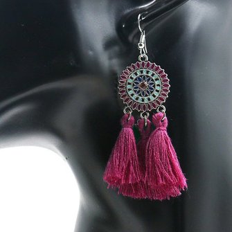 Womens Tassel  Alloy Round Earrings
