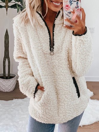 Casual Long Sleeve Patchwork Zipper Outerwear