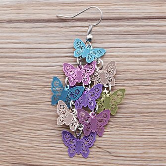Colorful Copper Butterfly Earrings