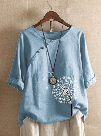Casual Dandelion Printed Cotton Shirt