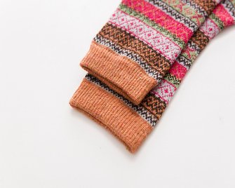 1 Pair Women Knitted Striped High-Elastic Vintage Soft Warm Socks Thick Knit Cozy Winter Socks forChristmas Gifts