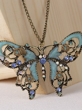 Vacation Alloy Chic Butterfly Necklace