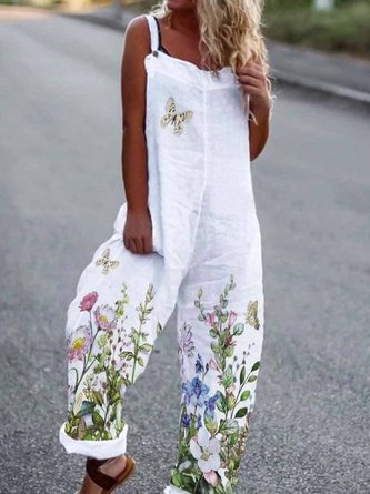 Casual Floral Sleeveless Pants