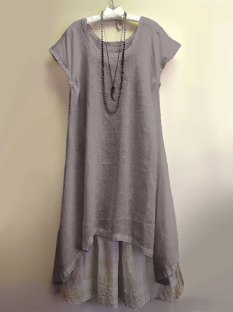 Crew Neck Women Dresses Shift Daytime Solid Dress
