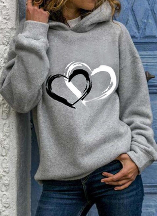 LOVE Printed Long Sleeve Cotton-Blend Hoodie Shift Sweatshirt