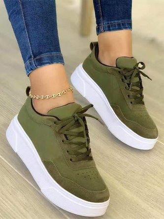 Simple Stitching Platform Lace-up Sports Casual Shoes