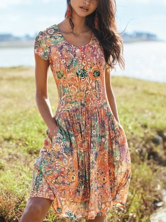 Vacation Regular Fit Short Sleeve Knit Dress
