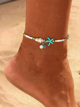 Summer Shell and Star Alloy Anklet