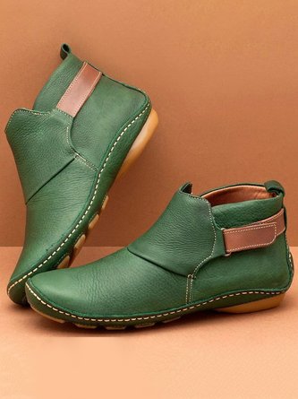 Women Casual Comfy Daily Adjustable Soft Leather Booties
