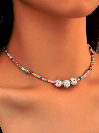Boho Colorful Beaded Rice Bead Necklace