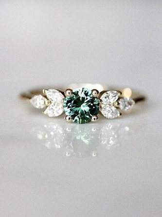 Emerald Zircon Diamond Ring Wedding Engagement Ring