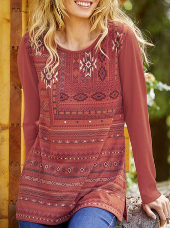 Crew Neck Cotton-Blend Casual T-Shirt