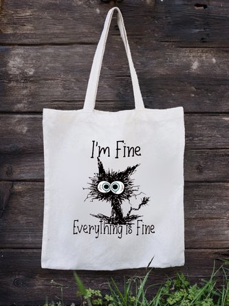 Halloween Fun Cat Canvas Shopping Bag Shoulder Bag
