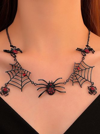 Halloween Retro Exaggerated Black Spider Web Necklace Party Decoration