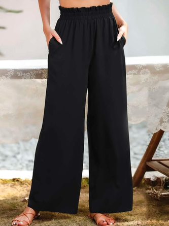 Plain Simple Autumn Polyester Natural Loose Leggings H-Line Regular Casual Pants for Women