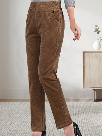 Corduroy elastic waist pocket loose Pants