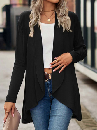 Women Casual Wrap Loose Casual Plain Open Front Cardigan