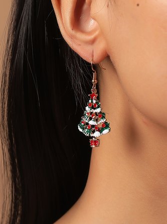 Christmas 3D Christmas Tree Cutout Earrings Holiday Party Earrings
