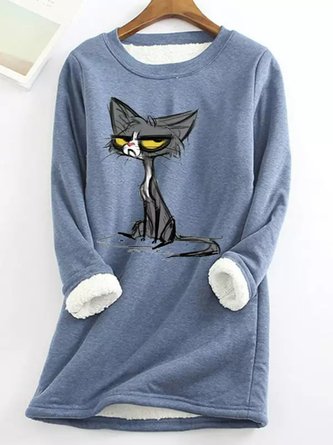 Crew Neck Animal Casual Sweatshirt