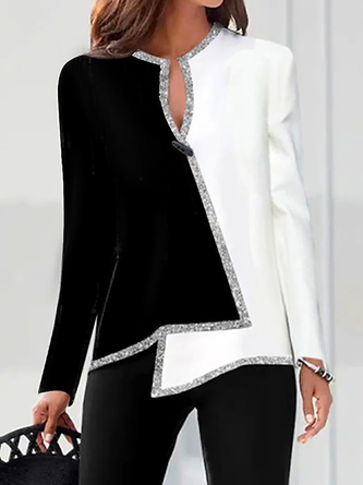 Notched Loose Long sleeve Top