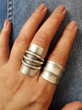 Vintage Silver Distressed Line Pattern Ring Ethnic Jewelry