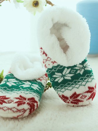 Leisure Home Ethnic Pattern Striped Coral Fleece Floor Socks Autumn Winter Warmth Thickening Accessories