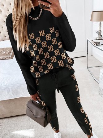 Casual Crew Neck Two-Piece Set