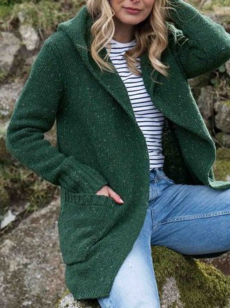 Loose Casual Wool/Knitting Hoodie Sweater Coat