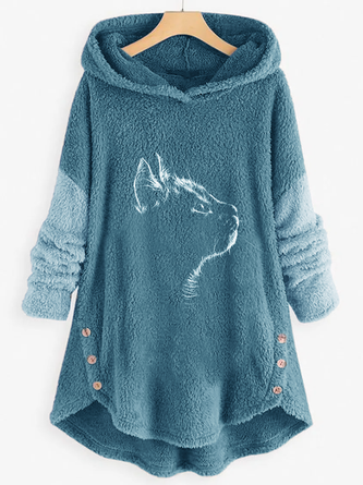 Casual Cat Fluff Hoodie Sweatshirt