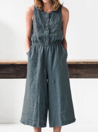 Cotton And Linen Casual Jumpsuit