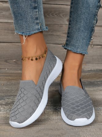 Women's Plaid Slip On Sports Flyknit Sneakers