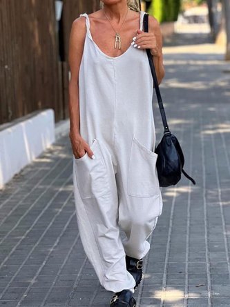 Knitted V Neck Casual Jumpsuit