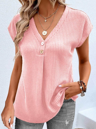 V Neck Plain Casual Shirt