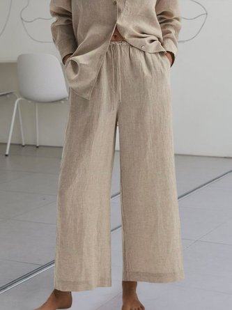 Cotton And Linen Loose Drawstring Casual Pants