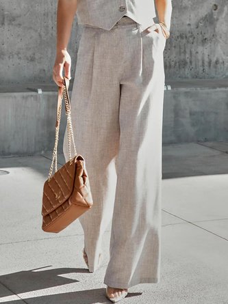Cotton Plain Loose Casual Pants