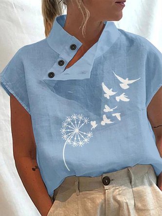 Loose Buttoned Dandelion Cotton Shirt