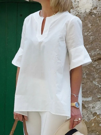 Plain Cotton And Linen Loose Linen Shirt