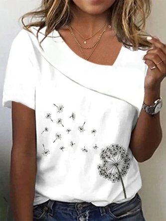 Asymmetrical Collar Casual Loose Dandelion Shirt