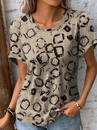 Jersey Casual Loose Crew Neck T-Shirt
