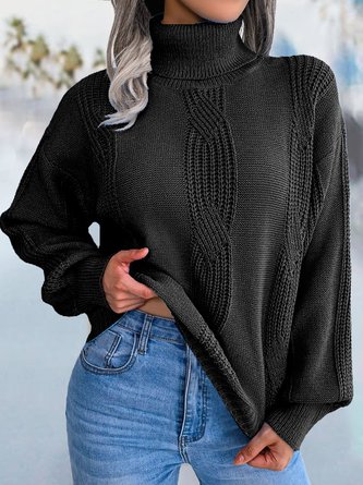 Casual Turtleneck Plain Sweater