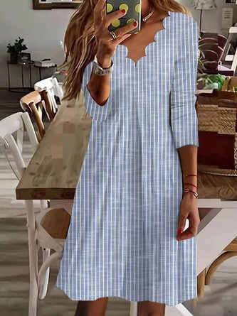 V Neck Casual Knitted Regular Fit Dress