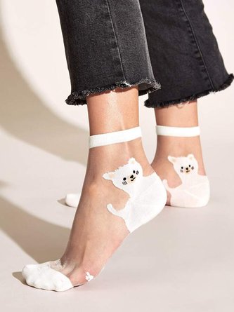 1 Pair Cartoon Animal Graphic Mesh Socks