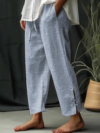 Women Striped Casual Drawstring Waist Pockets Comfy Lounge Workout Plain Pants