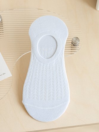 1pair Casual Breathable Hollow Out Plain Ankle Socks