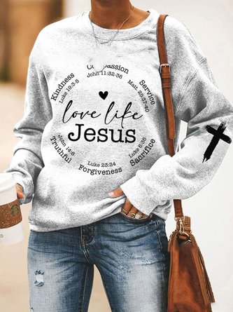 Casual Text Letters Crew Neck Sweatshirt